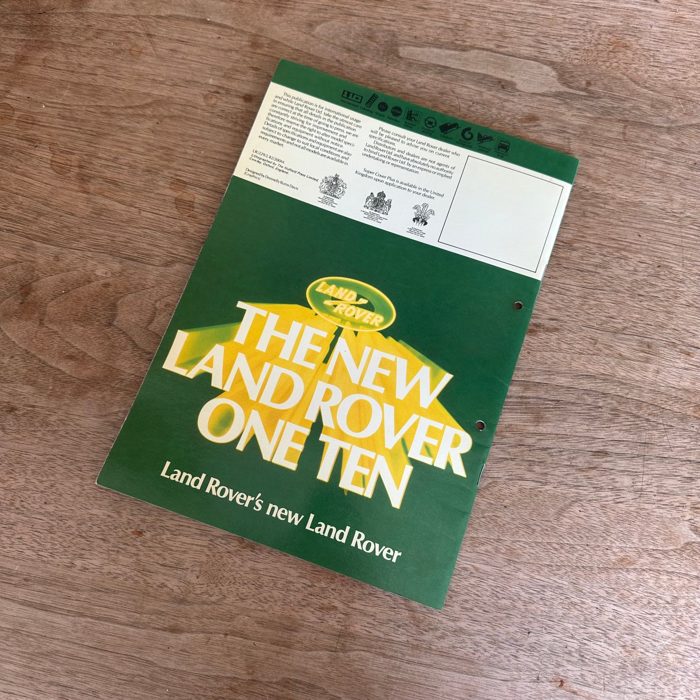 THE NEW LAND ROVER ONE TEN BROCHURE - LR/229/2.82/200M
