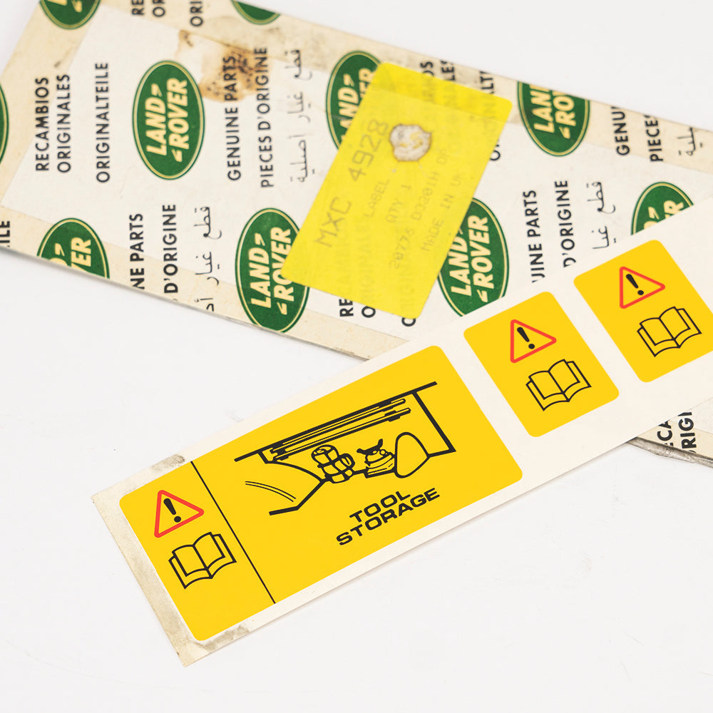 TOOL STOWAGE WARNING DECAL STICKER